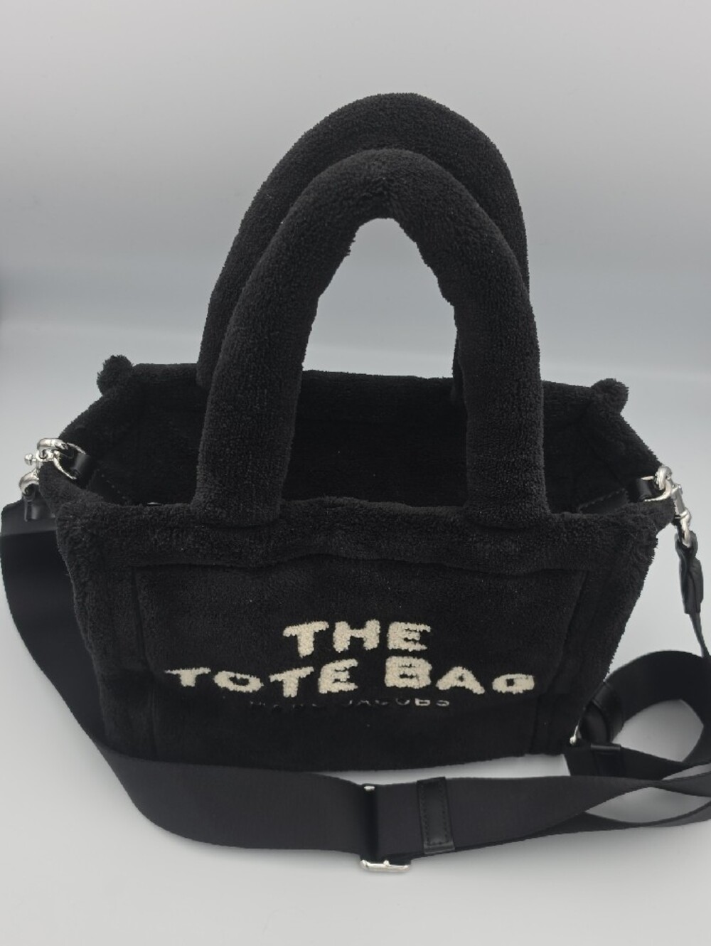 Marc Jacobs Black/White Sherpa Terry Cloth "The Tote Bag" Small Tote (EUC)🖤🤍🖤 - Picture 4 of 11